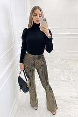 misha GOLD glitter sequin flared trousers
