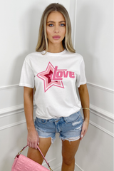 love Star fuchsia & white premium tee