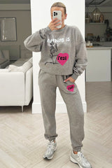 Nothing is real grey printed sweater loungewear set
