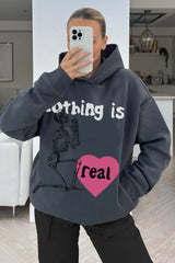 Nothing is Real steel grey Premium printed hoodie