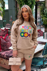 Right time Stone Printed sweater short loungewear set