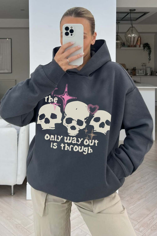 Only Way Out steel grey Premium printed hoodie