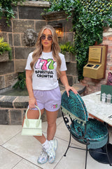 Spiritual Growth Lilac & White Printed short loungewear set