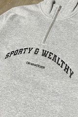 Sporty or whatever grey embroidered 1/4 zip sweater